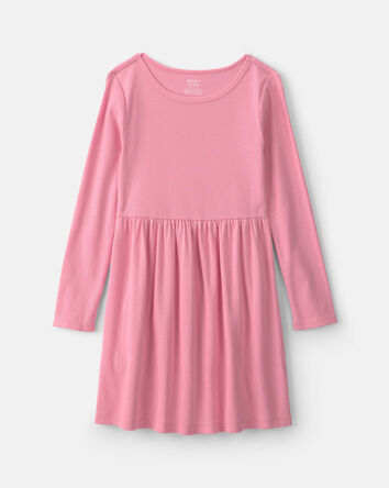 Filles - Robe manches courtes en tissu c&ocirc;tel&eacute; &ndash; Rose, 
