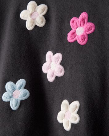 Baby Girl Floral French Terry Long-Sleeve Pullover Sweatshirt - Black, 