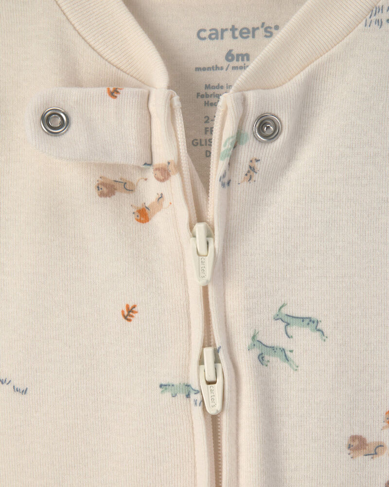 Baby Boy 2-Pack Safari Snug Fit Sleepers - Blue/Ivory, image 2 of 4 slides