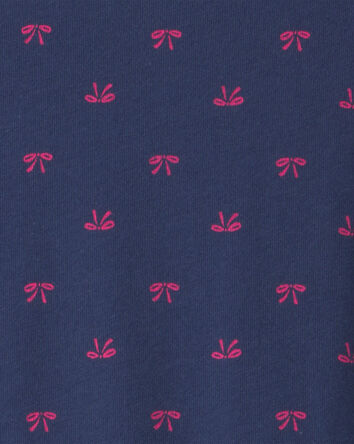 Toddler Girl Bow Long-Sleeve Peplum Top - Navy Blue, 