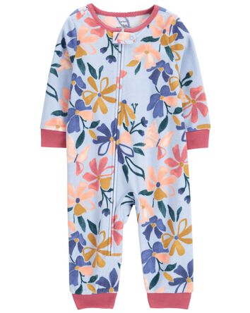 Pyjama 1 pièce sans pieds en molleton fleuri, 
