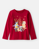 Girls Christmas Bluey&trade; Long-Sleeve Graphic Tee - Red, image 1 of 3 slides