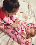 Toddler Girl 2-Piece Christmas Gingerbread DreamPlush Snug Fit Pyjama Set - Pink, image 3 of 5 slides