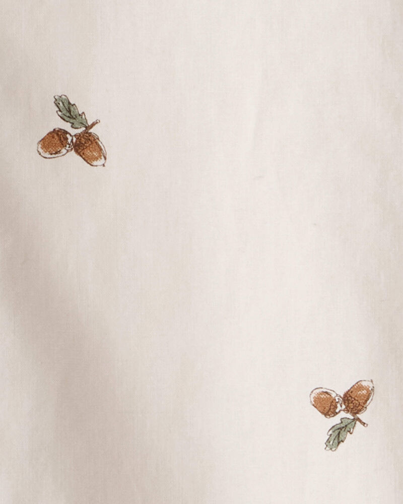Toddler Poplin Acorn Print Button-Front Shirt - Khaki, image 3 of 4 slides