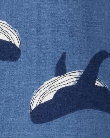 Baby Whale Print Snug Fit Cotton 1-Piece Pyjamas, 