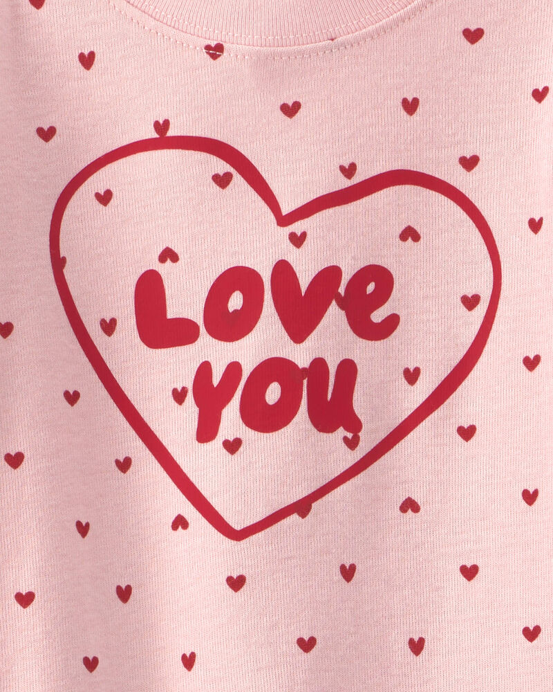 Baby Girl Love You' Valentine's Day Cotton Snug Fit 4-Piece Pyjama Set - Pink, image 2 of 4 slides