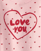 Baby Girl Love You' Valentine's Day Cotton Snug Fit 4-Piece Pyjama Set - Pink, image 2 of 4 slides