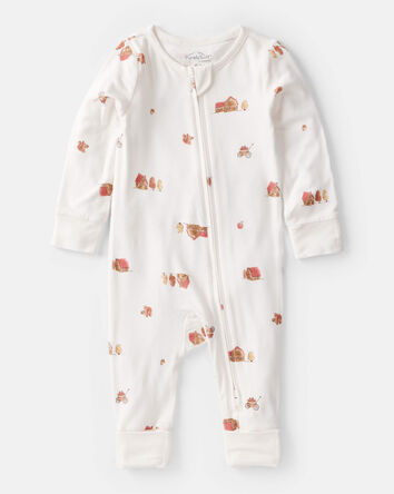 Bébé - Grenouillère à manches longues à fermeture à glissière à 2 sens PurelySoft à motifs d’automne - Blanc, 