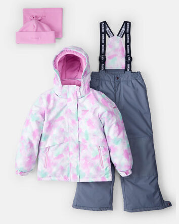 Girls 2-Piece Taslan Snowsuit Set - Pink, 