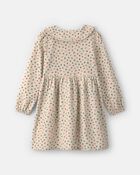 Girls Floral Collared Corduroy Dress - Cream, image 2 of 4 slides