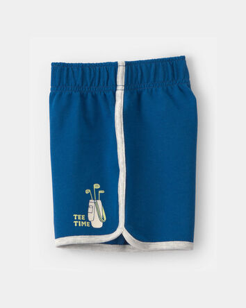 Toddler Boy 2-Piece 'All Day Fun' Golf Top & Short Set - Grey/Blue, 