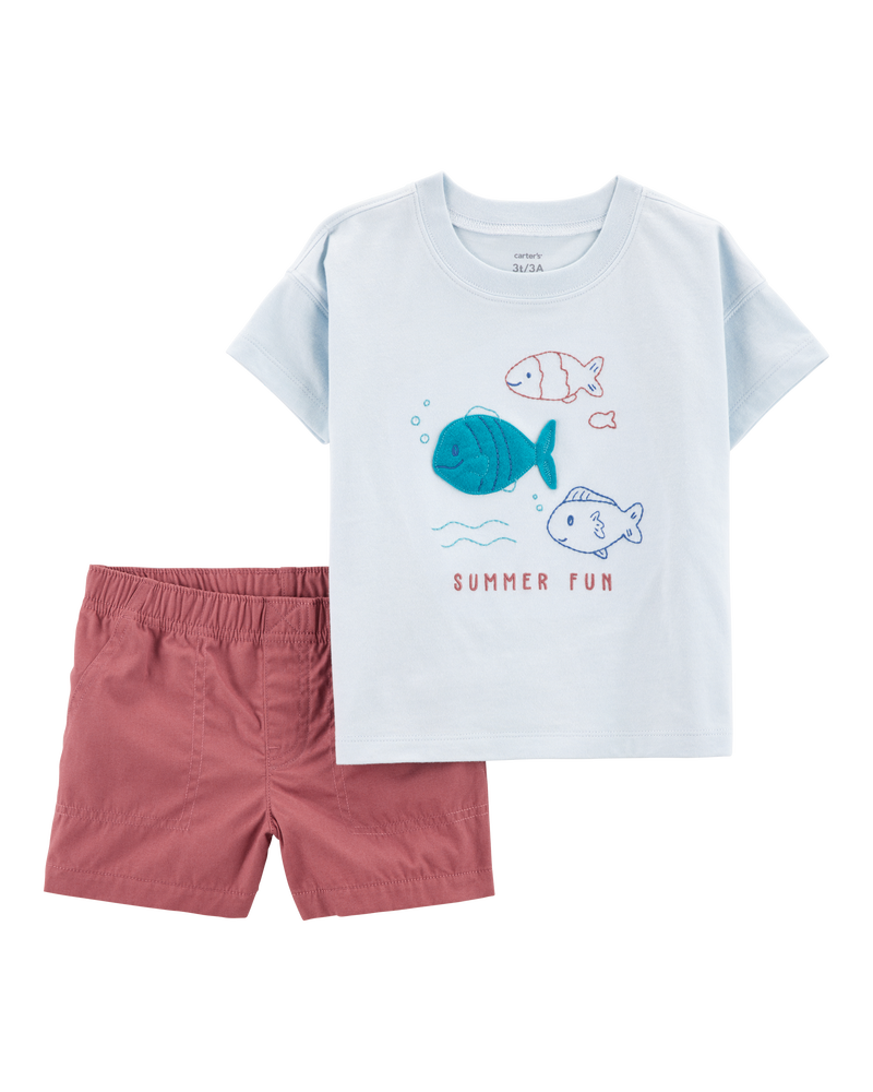 Baby 2-Piece Fish Short-Sleeve Tee & Pull-On Short Set, image 1 of 4 slides