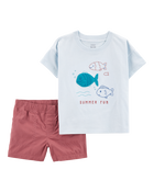 Baby 2-Piece Fish Short-Sleeve Tee & Pull-On Short Set, image 1 of 4 slides