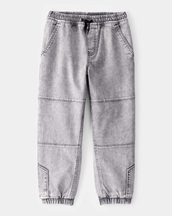 Kid Tapered Iconic Denim Joggers -  Volcano Wash, 
