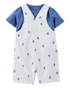 Baby 2-Piece Tee & Sailboat Shortall Set - Blue, image 2 of 5 slides
