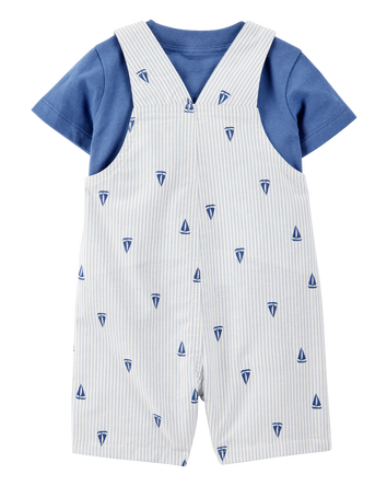 Baby 2-Piece Tee & Sailboat Shortall Set - Blue, 