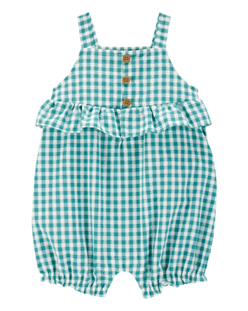 Baby Gingham Tank Romper - Green, 