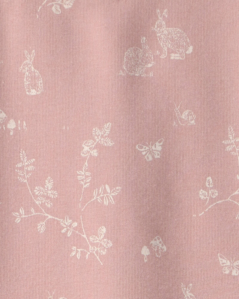 Toddler Girl Organic Cotton Dress in Pink Bunnies Print, image 4 of 5 slides
