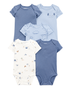 Baby Boy 5-Pack Dog Short-Sleeve Cotton Bodysuits, image 1 of 8 slides