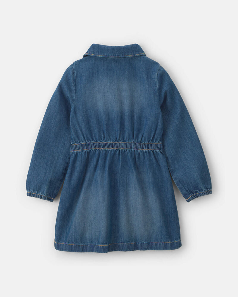 Toute-petit fille - Robe &agrave; manches longues en denim - D&eacute;lav&eacute; moyen, image 2 sur 3 diapositives