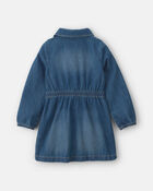 Toute-petit fille - Robe &agrave; manches longues en denim - D&eacute;lav&eacute; moyen, image 2 sur 3 diapositives
