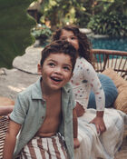 Toddler Boy Recycled Swim Trunks in Brown Stripes, image 2 of 7 slides