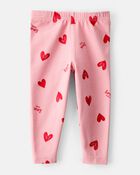 Baby Girl Heart Pull-On Stretch Leggings - Pink, image 2 of 4 slides
