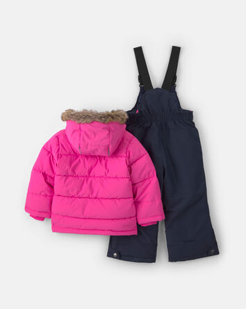 Baby Girl  Solid 2 Piece Puffer Snowsuit- Pink, 
