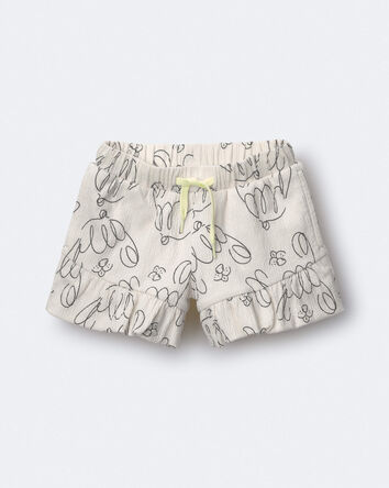 Toddler Girl Ruffle Butterfly Shorts in Dog Print - Cream, 