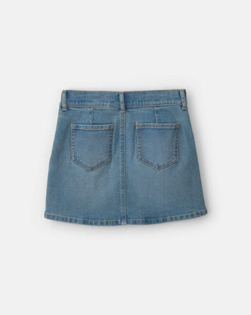 Girls Pleated Denim Skirt - Light Wash, 