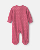Baby Girl Heart Fleece 2-Way Zip Sleeper - Pink, image 2 of 5 slides