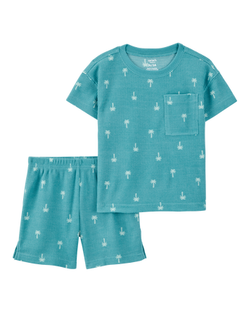 Toddler Palm Tree Print Loose Fit 2-Piece Pyjamas, 