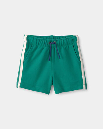 Baby Boy Striped French Terry Shorts - Green/Ivory, 