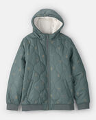 Boys Quilted Bomber Jacket - Green, image 1 of 3 slides