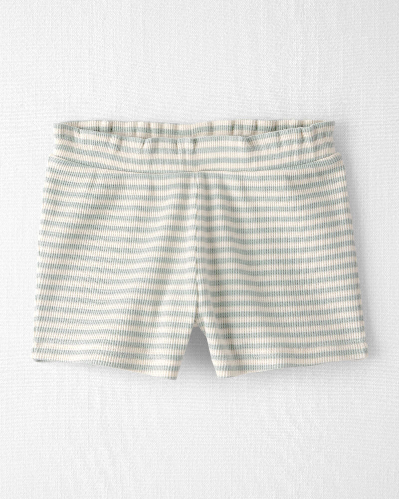 Toddler Girl 2-Piece Organic Cotton Waffle Knit Top & Short Set in Stripes, image 2 of 5 slides