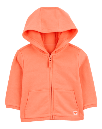 Baby Zip-Up French Terry Cardigan - Orange, 
