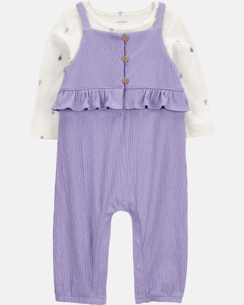 Baby Girl 2-Piece Long-Sleeve Tee & Coverall Set, image 1 of 6 slides