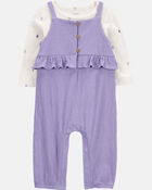 Baby Girl 2-Piece Long-Sleeve Tee & Coverall Set, image 1 of 6 slides