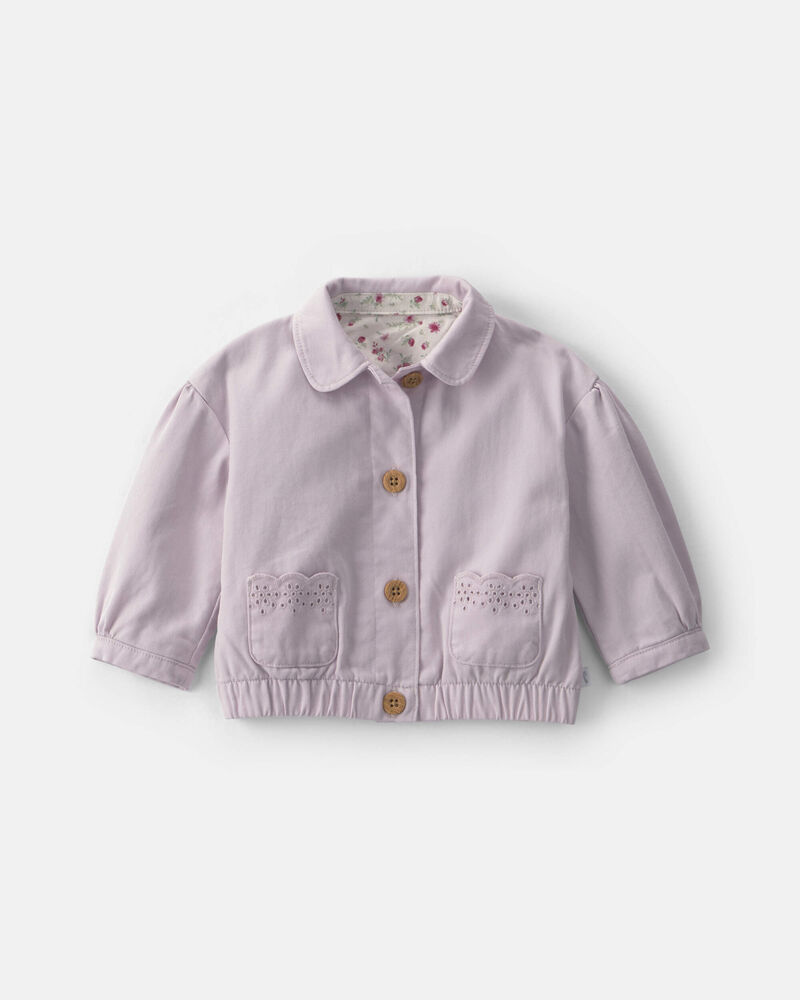 Baby Girl Twill Bomber Jacket - Purple, image 1 of 3 slides