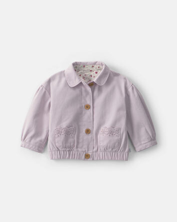 Baby Girl Twill Bomber Jacket - Purple, 