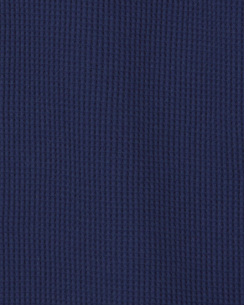 Boys Thermal Long-Sleeve Button-Down Shirt - Navy Blue, image 2 of 3 slides