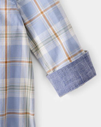 Baby Poplin Plaid Long-Sleeve Bodysuit, 