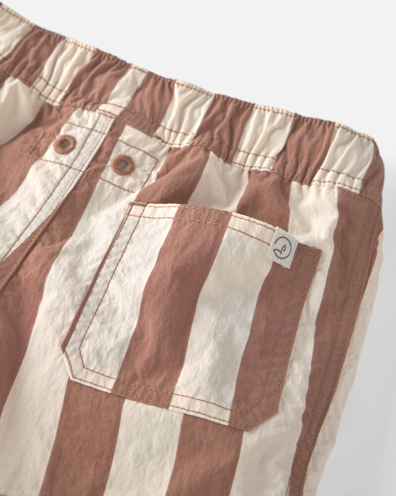 Baby Boy Recycled Swim Trunks in Brown Stripes, image 3 of 5 slides