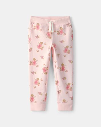 Tout-petit fille - Pantalon de jogging en tricot avec cordon de serrage, floral - Rose, 