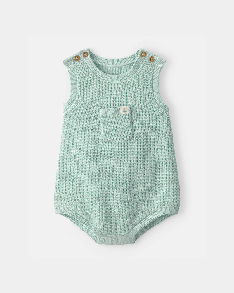 Baby Crochet Bubble Romper - Green, image 1 of 4 slides