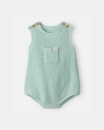 Baby Crochet Bubble Romper - Green, 