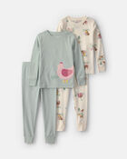 Baby Girl 4-Piece Country Chicken 100% Cotton Snug Fit Pyjama Set - Blue/Cream, image 1 of 5 slides