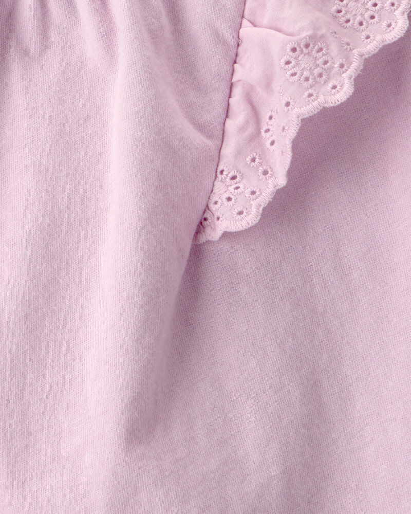 Toddler Girl Eyelet-Sleeve Top - Purple, image 2 of 3 slides