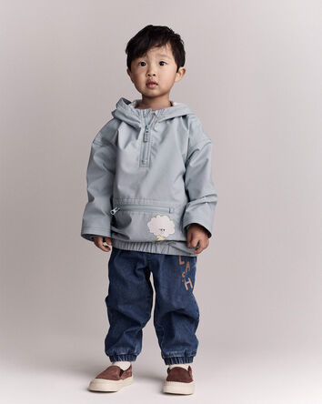 Toddler Hooded Rain Pullover - Pale Blue, 