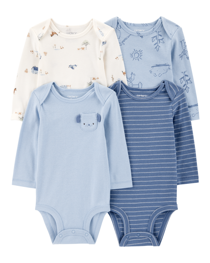 Baby 4-Pack Long-Sleeve Original Bodysuit, image 1 of 6 slides